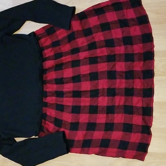 J. Jill black and red plaid long sleeve dress medium petite EUC - Picture 3 of 10